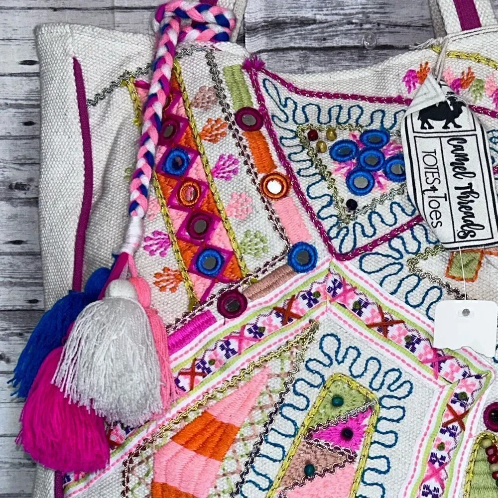 Camel Threads Gypsy Embroidered Large Tote Bag - Picture 5 of 12